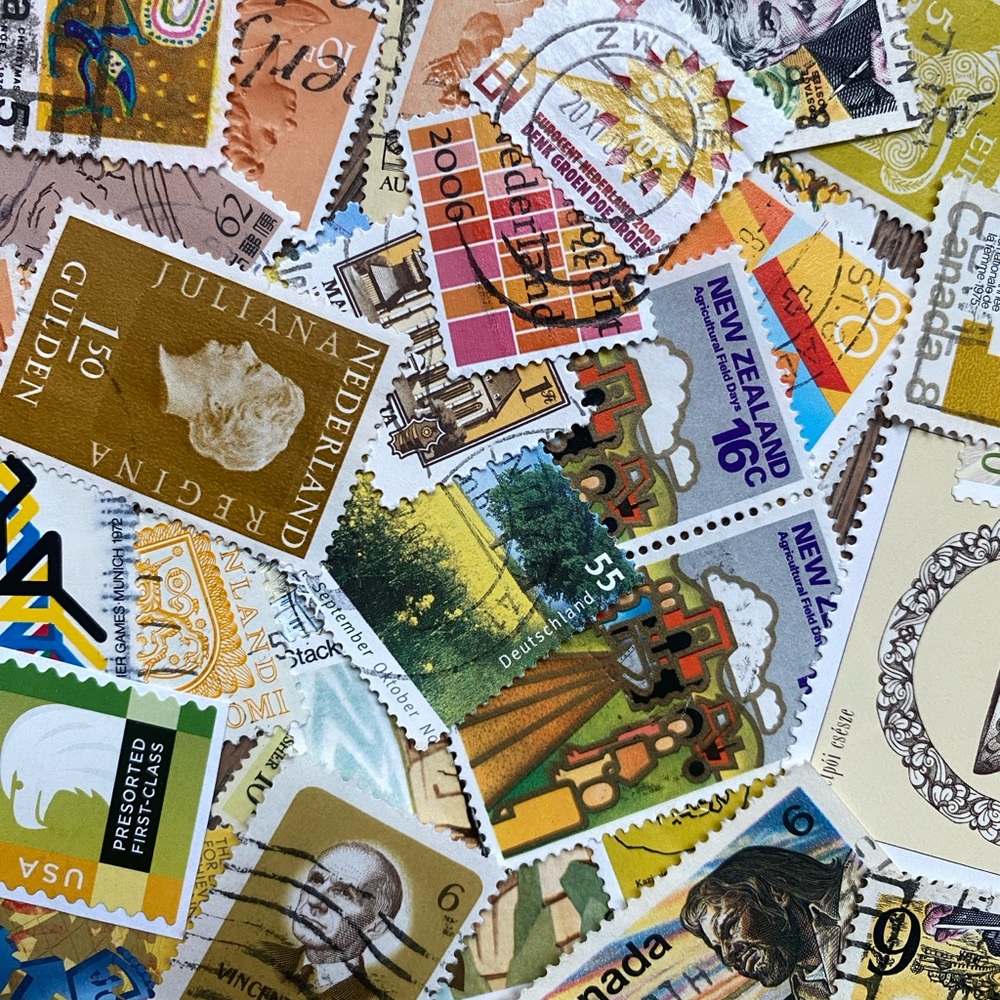30 Yellow postage stamps
